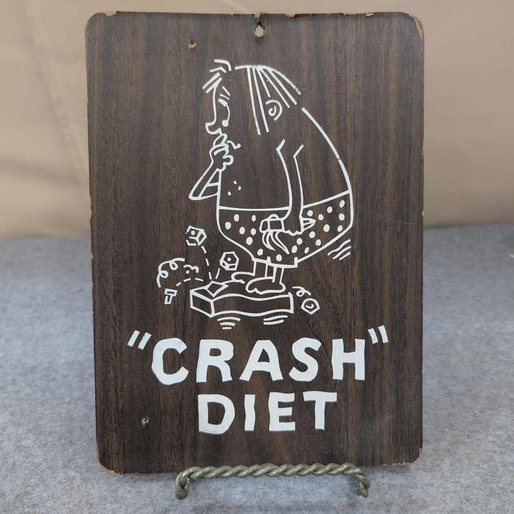 VTG 1968-73 Pressboard KMart Wall Sign Plaque "Crash Diet" Humorous Kitsch - Picture 1 of 2